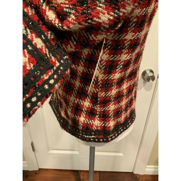Aryn K Red, Cream & Black Herringbone Boucle Blazer, Size Medium, NWT! - Picture 6 of 10